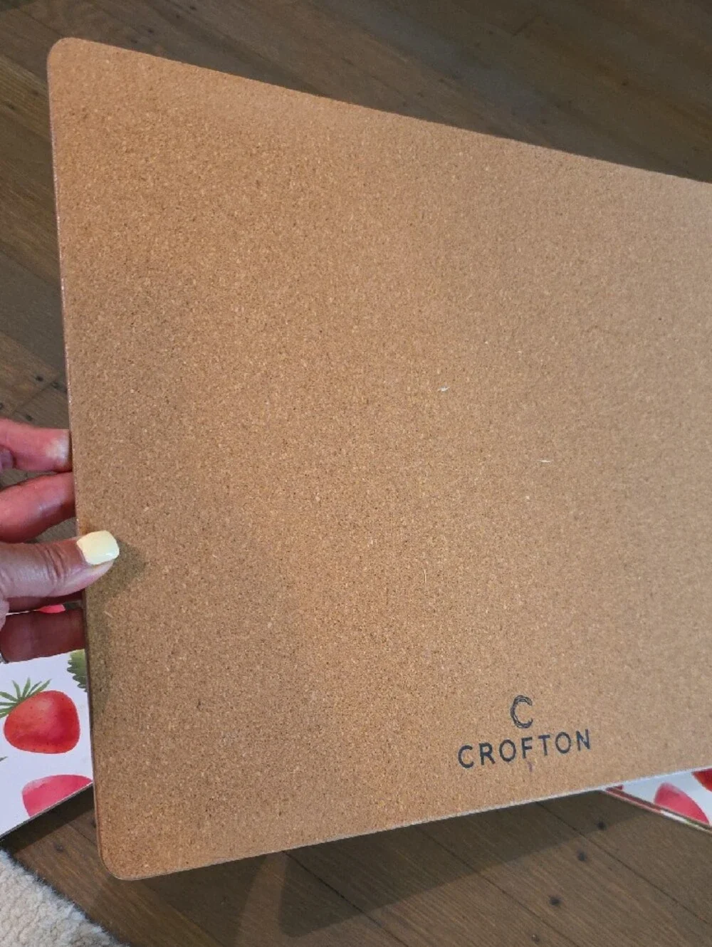Crofton Strawberry Cork  Placemats — Red & Green: Set Of 4. 16x13